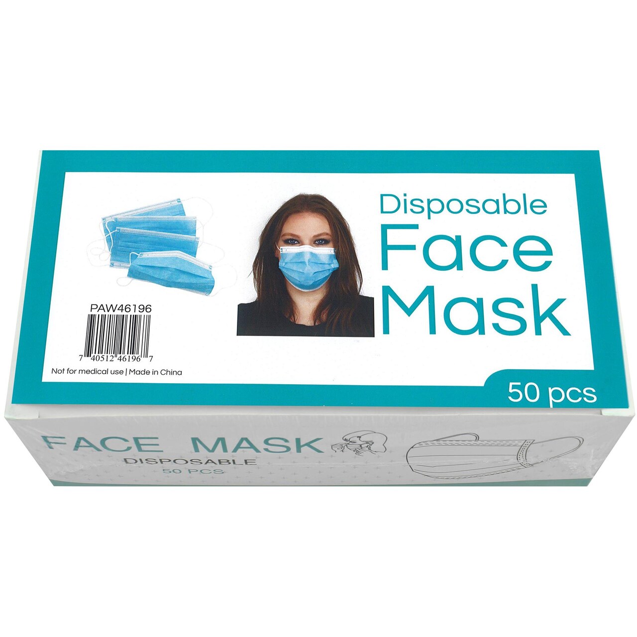 PA Essentials Disposable Face Masks – 50 Pack for Adults, Breathable 3-Ply Face Mask, Comfortable & Lightweight Disposable Masks
